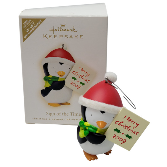 Hallmark 2009 Sign of the Times Penguin Christmas Ornament - Picture 1 of 9